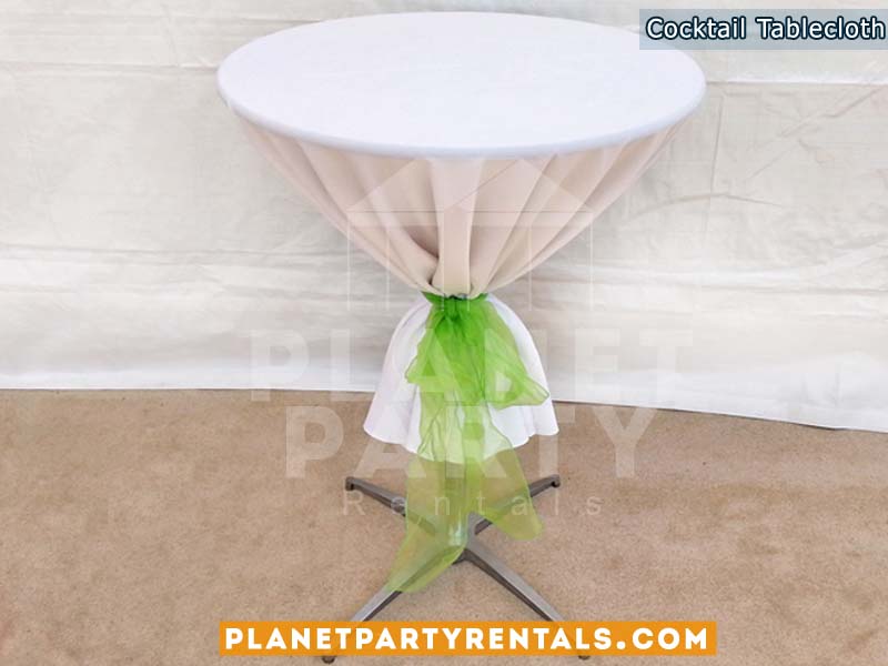 White round tablecloth with bow for round cocktail table  