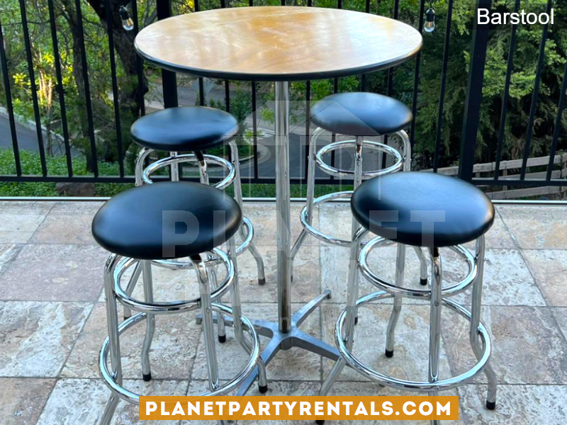 Barstool with Black Pad and Cocktail Table