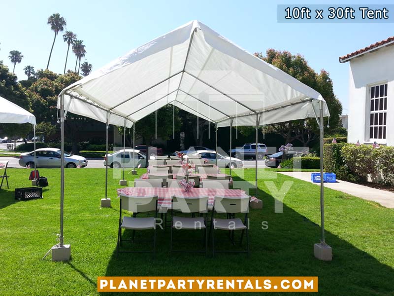 Party tent rental equipment in the San Fernando Valley | 10ft x 3ft white party tent