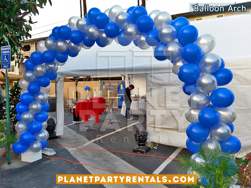 Balloon Arch with Silver and Royal Blue Balloons | Balloon Decorations San Fernando Valley