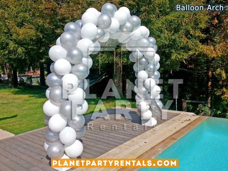 Balloon Arch with Silver and White Balloons | Balloon Decorations