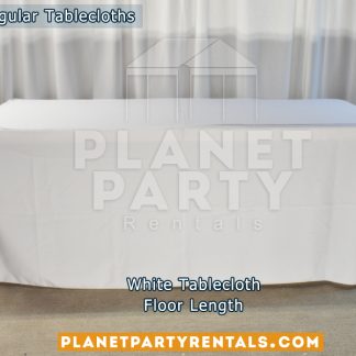 Floor Length White Rectangular Tablecloth for 6ft Rectangular Table