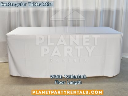 Floor Length White Rectangular Tablecloth for 6ft Rectangular Table