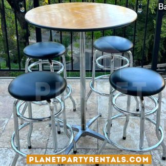 Barstool with Black Pad and Cocktail Table