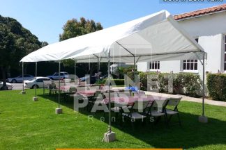 10ft x 30ft Tent with rectangular tables and chairs | Party Events Weddings Church Events Birthdays