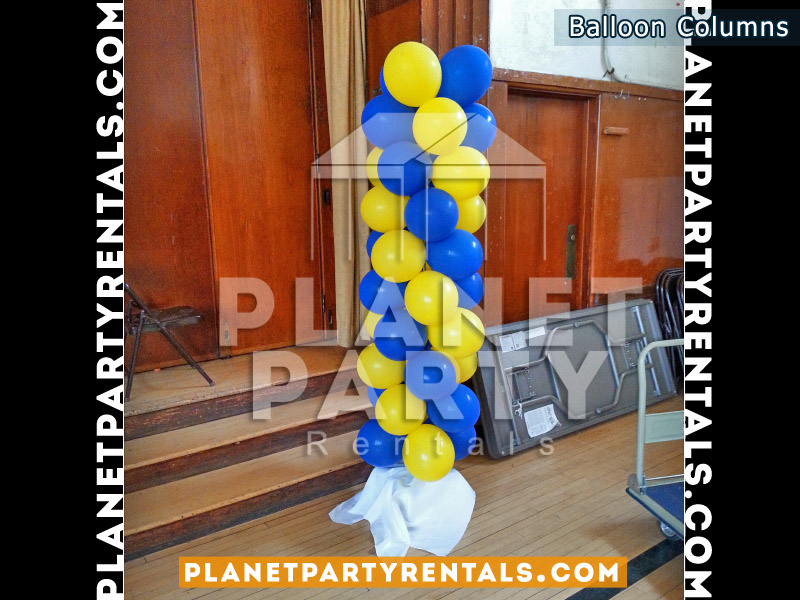 Balloon Column with Royal Blue and Yellow Balloons | Balloon Decorations 